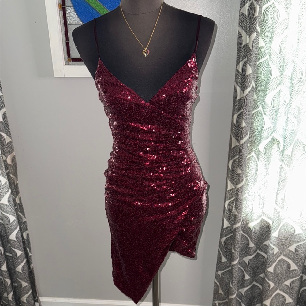 B Smart Sparkly Red Asymmetrical Mini
